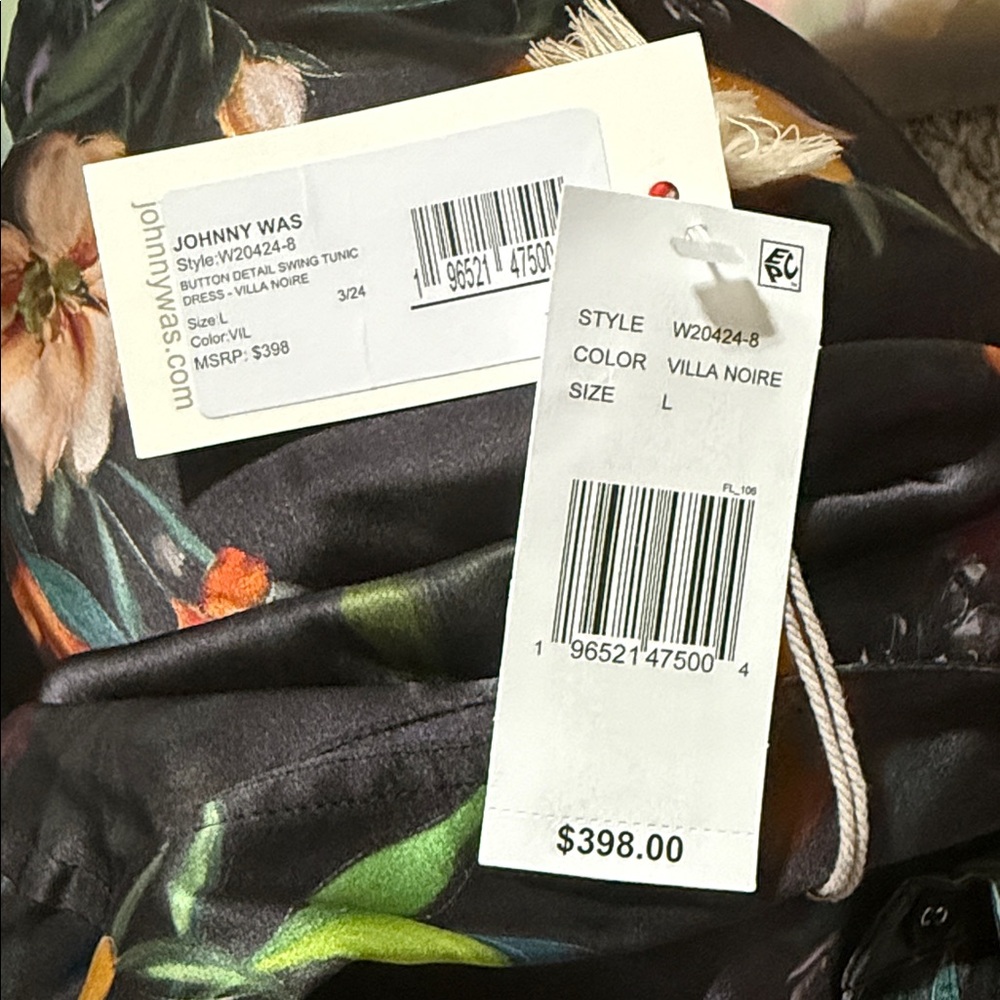 NWT JOHNNY WAS BUTTON DETAIL SWING TUNIC DRESS - Picture 5 of 5